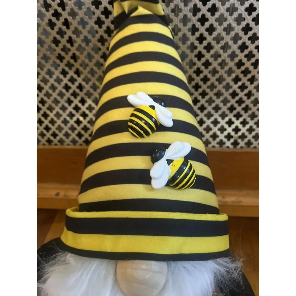 Rae Dunn‎ Gnome Happy Spring With Bees Bean Bag Plush Toy NWT Black Yellow
